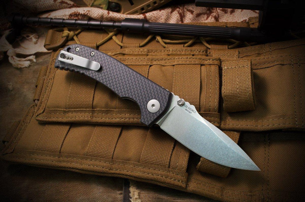 Spartan Field Grade Les George Astor SFBL8CF Folding Knife 3.625" CTS-XHP from NORTH RIVER OUTDOORS