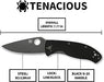 Spyderco C122GBBKP Tenacious Folding Knife 3.38" Black from NORTH RIVER OUTDOORS