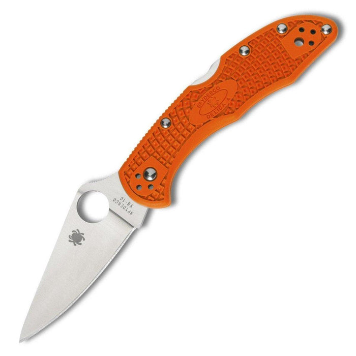 Spyderco Delica 4 Flat Ground 2-7/8" VG10 Orange Handles from NORTH RIVER OUTDOORS