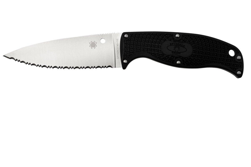 Spyderco FB31SBK2 Enuff 2 Fixed Knife 3.93" VG10 Leaf Shaped Serrated Blade Black FRN Handles from NORTH RIVER OUTDOORS