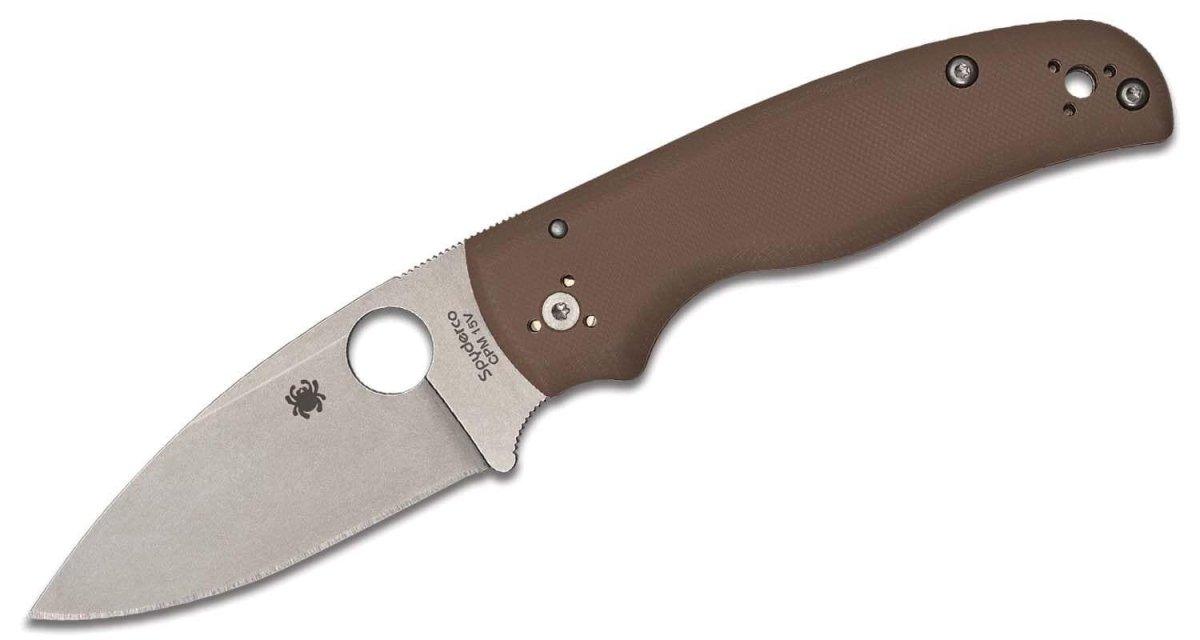 Spyderco Shaman Sprint Run C229GPBN15V Folding Knife 3.58" CPM-15V Stonewashed Brown G10 from NORTH RIVER OUTDOORS
