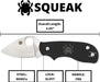 Spyderco Squeak Folding Knife 2" Blade C154PBK from NORTH RIVER OUTDOORS