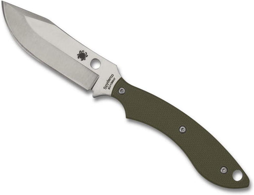 Spyderco Stok Bowie Fixed Blade Knife 2.95" Satin Plain Blade, OD Green G10 - NORTH RIVER OUTDOORS