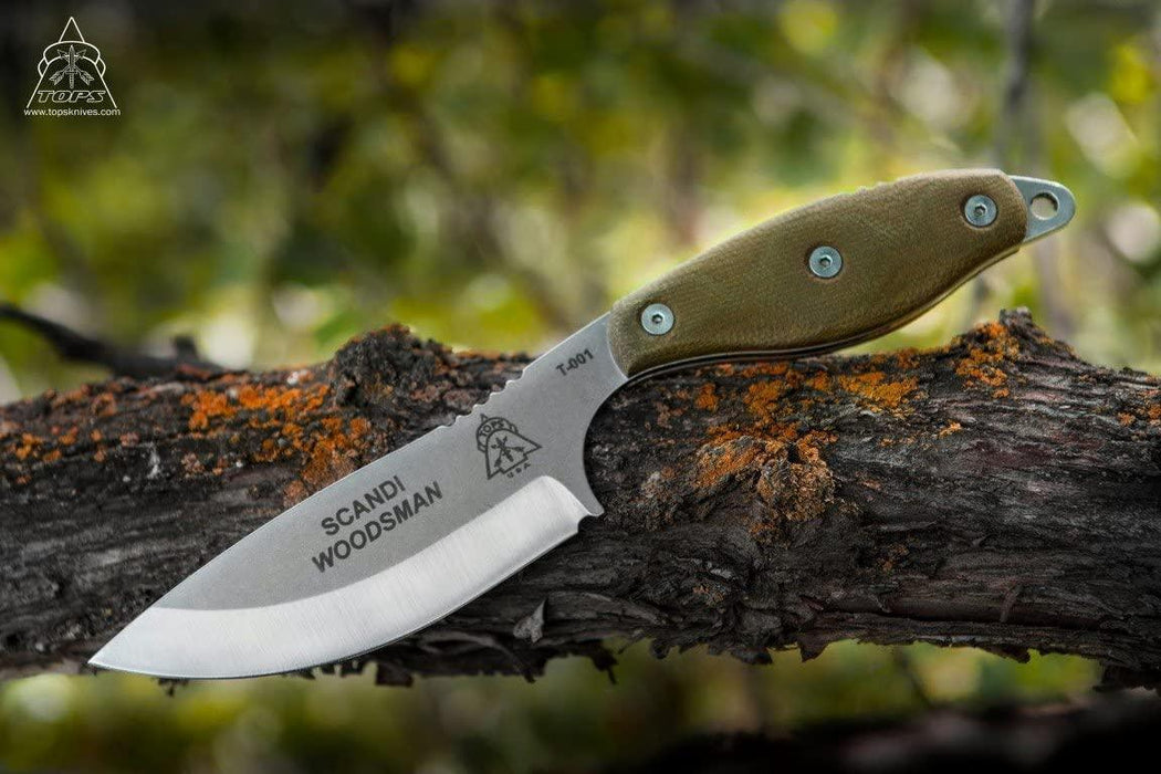 TOPS Scandi Woodsman Bushcraft Survival Knife (USA) - NORTH RIVER OUTDOORS