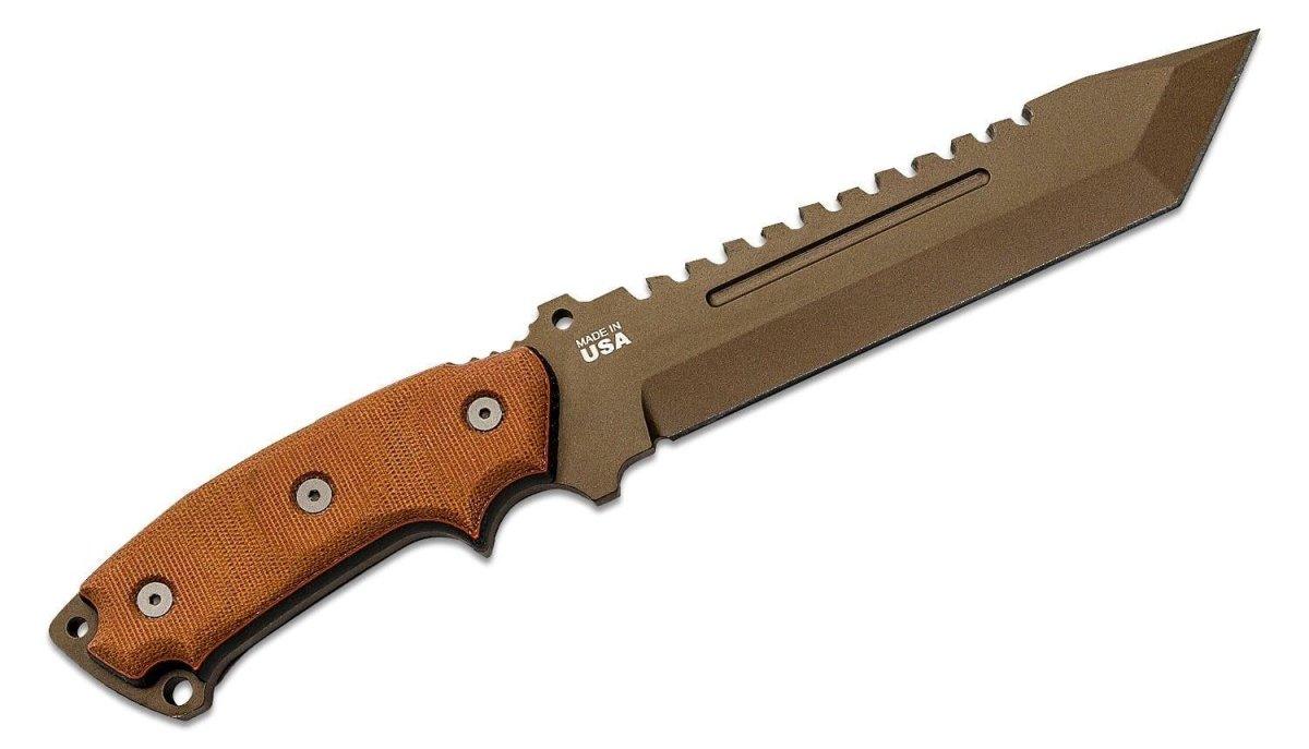 TOPS Steel Eagle 107D Delta Class Fixed 7.63" Tanto Blade Tan/Black Micarta Handle SE107D-DC (USA) from NORTH RIVER OUTDOORS