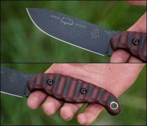 TOPS Viper Scout Fixed Knife USA (Red Handles) from NORTH RIVER OUTDOORS